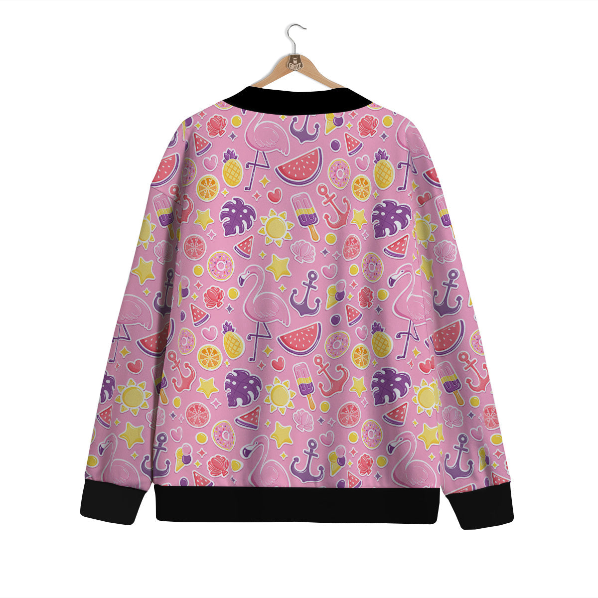 Pink Flamingo Summer Beach Print Pattern Cardigan-grizzshop