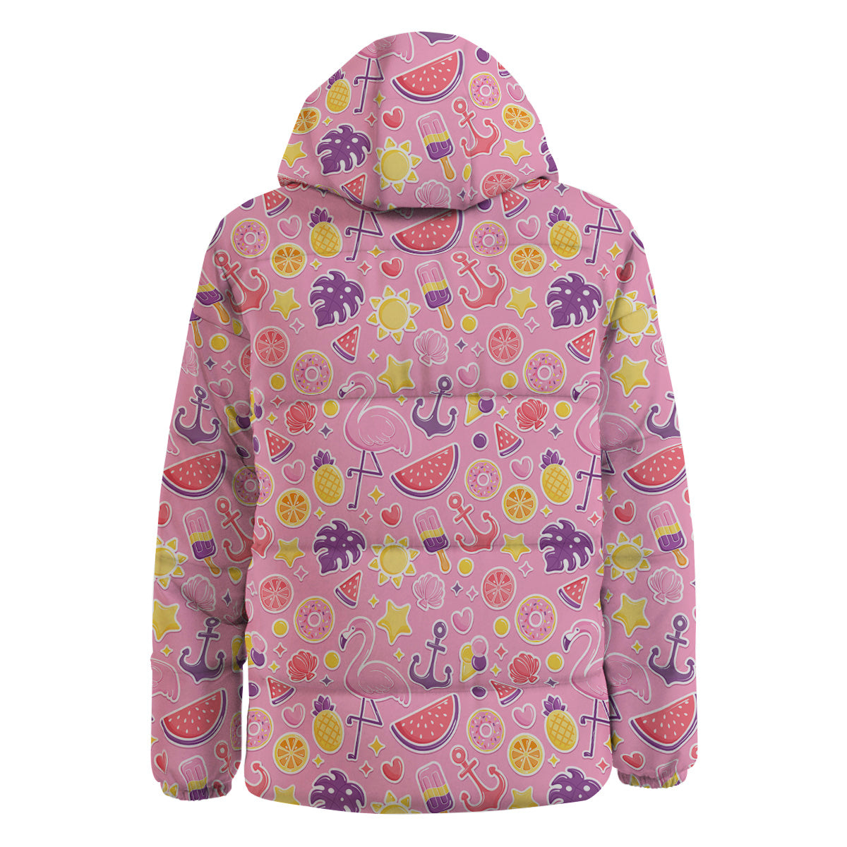 Pink Flamingo Summer Beach Print Pattern Down Jacket-grizzshop