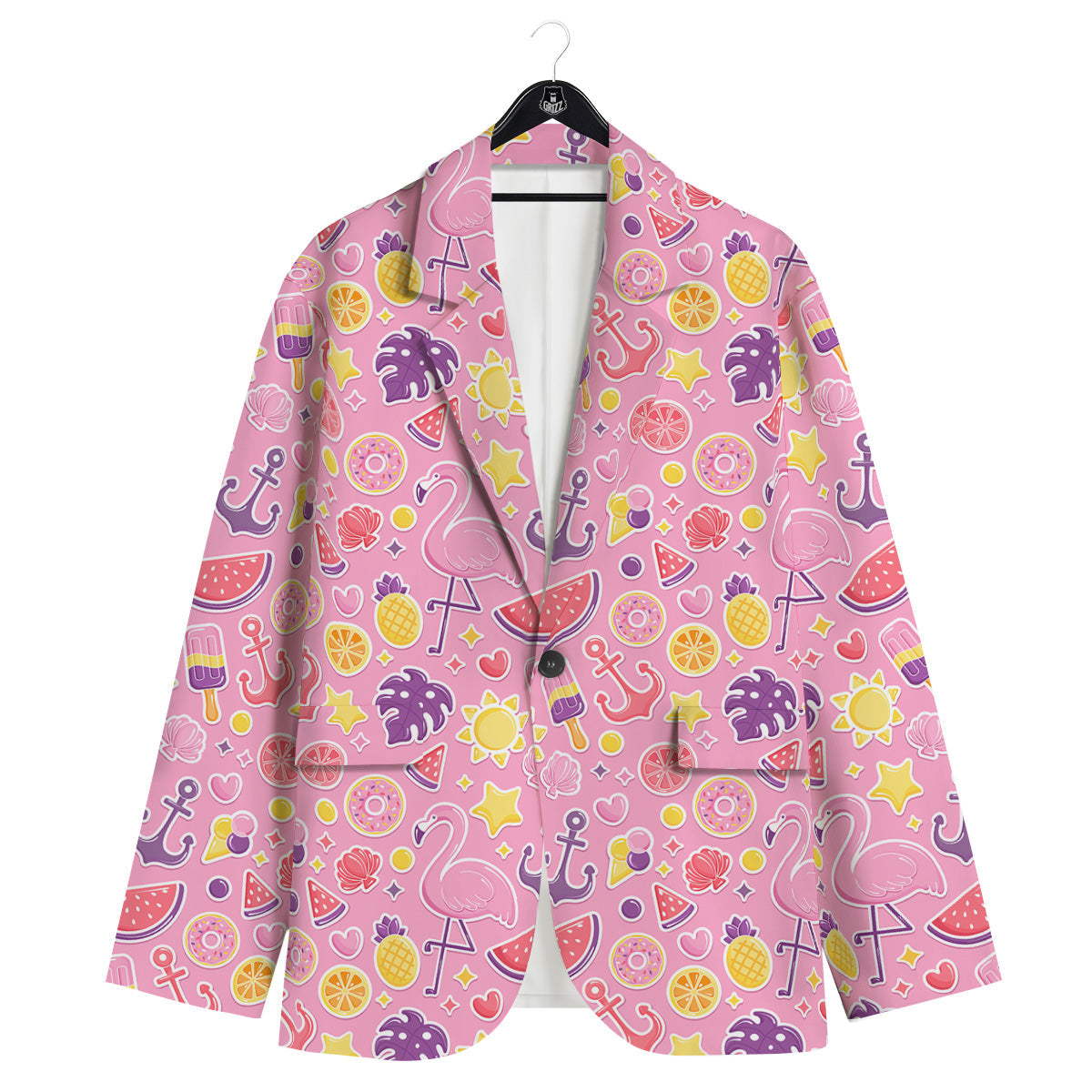 Pink Flamingo Summer Beach Print Pattern Men's Sport Coat-grizzshop