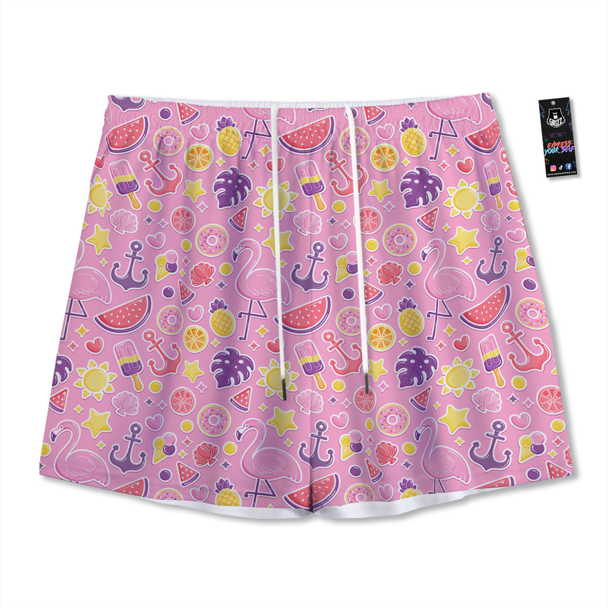 Popcorn Cute Print Pattern Mesh Shorts