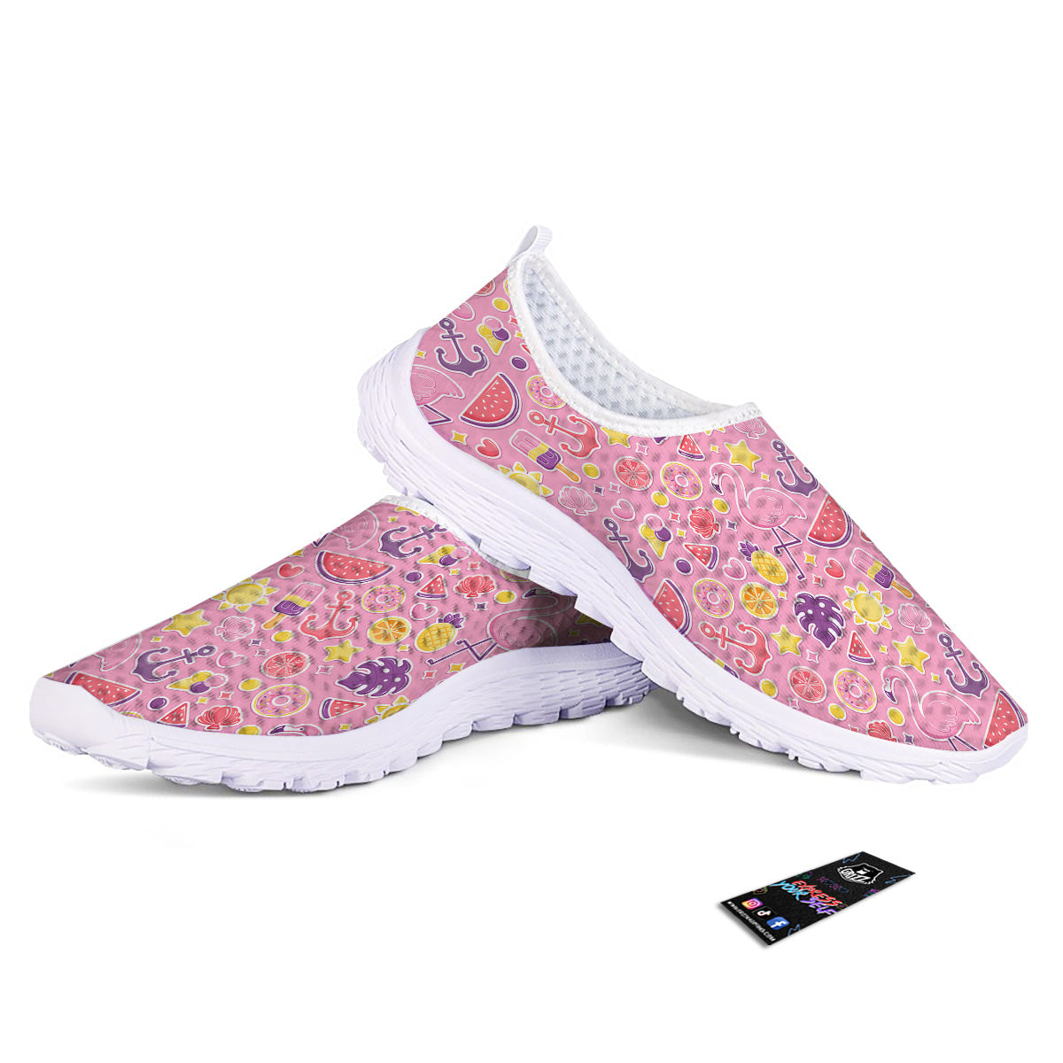 Pink Flamingo Summer Beach Print Pattern Nurse Shoes-grizzshop