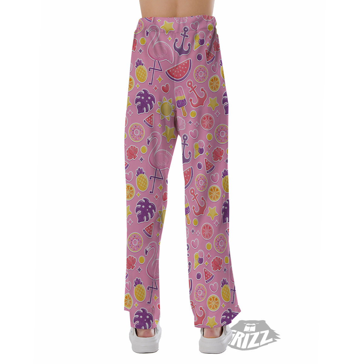 Pink Flamingo Summer Beach Print Pattern Pajama Pants-grizzshop