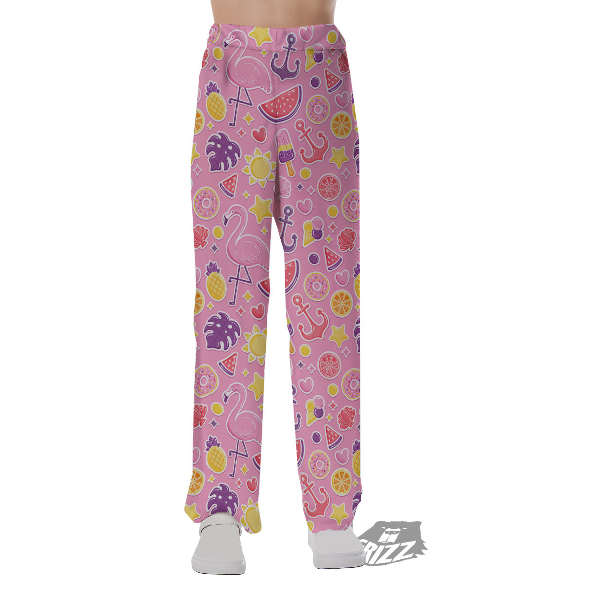 Pink Flamingo Summer Beach Print Pattern Pajama Pants-grizzshop