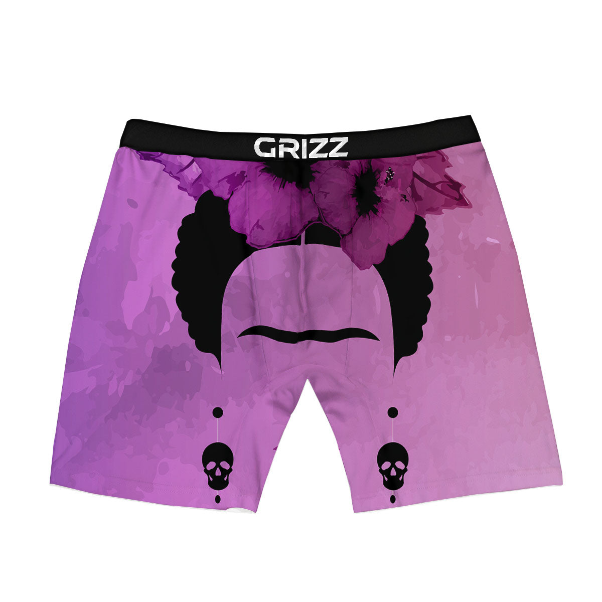 Pink Floral And Frida Kahlo Print Boxer Briefs-grizzshop