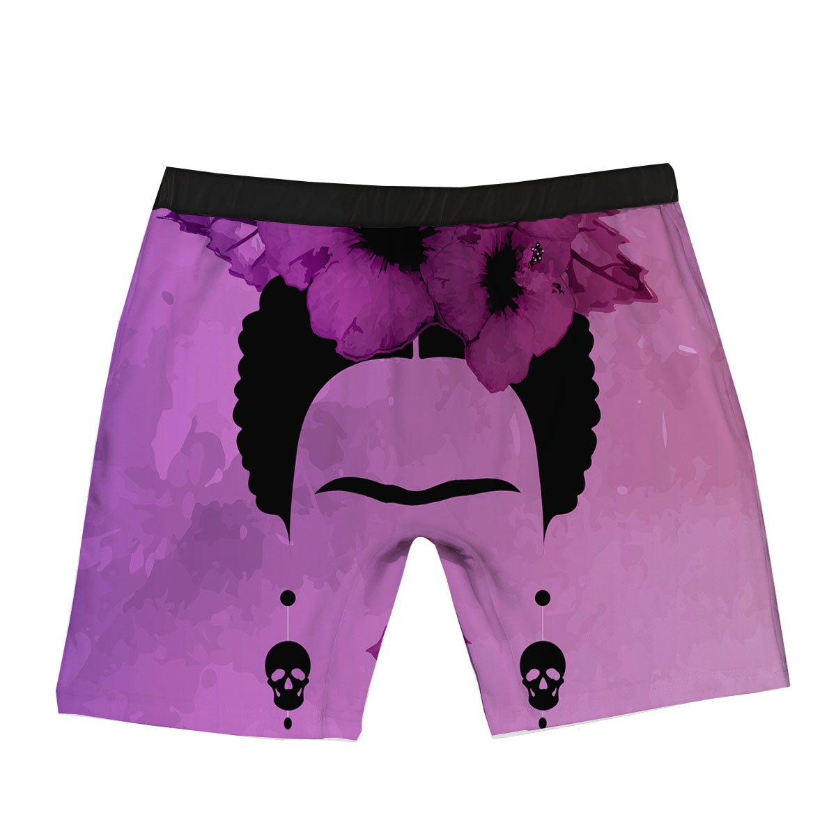 Pink Floral And Frida Kahlo Print Boxer Briefs-grizzshop