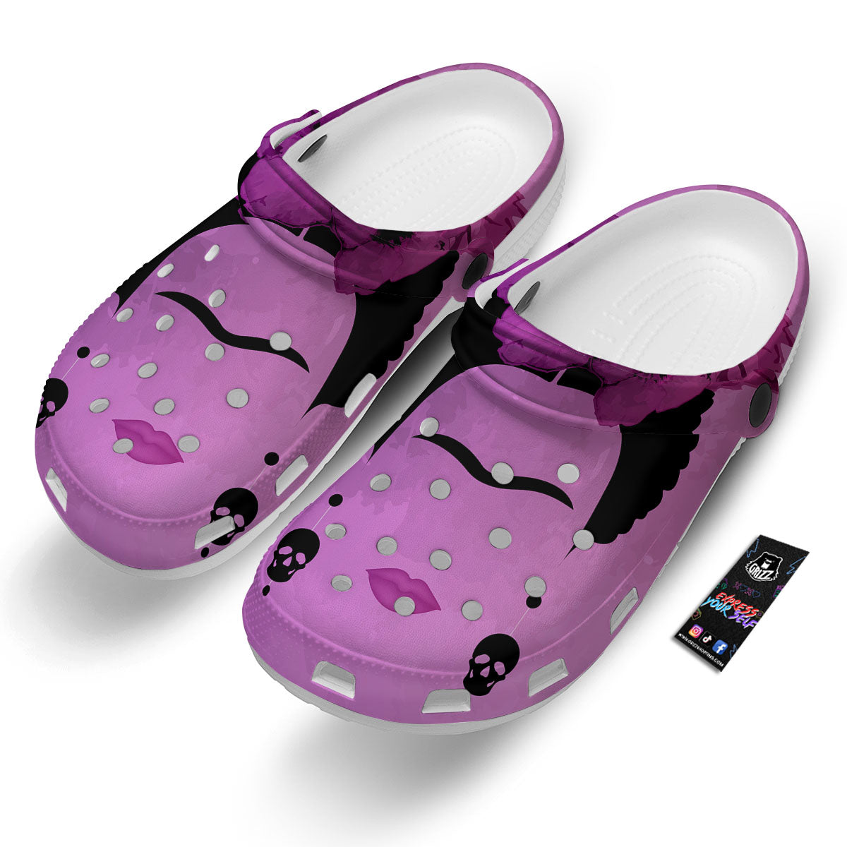 Pink Floral And Frida Kahlo Print Clog-grizzshop