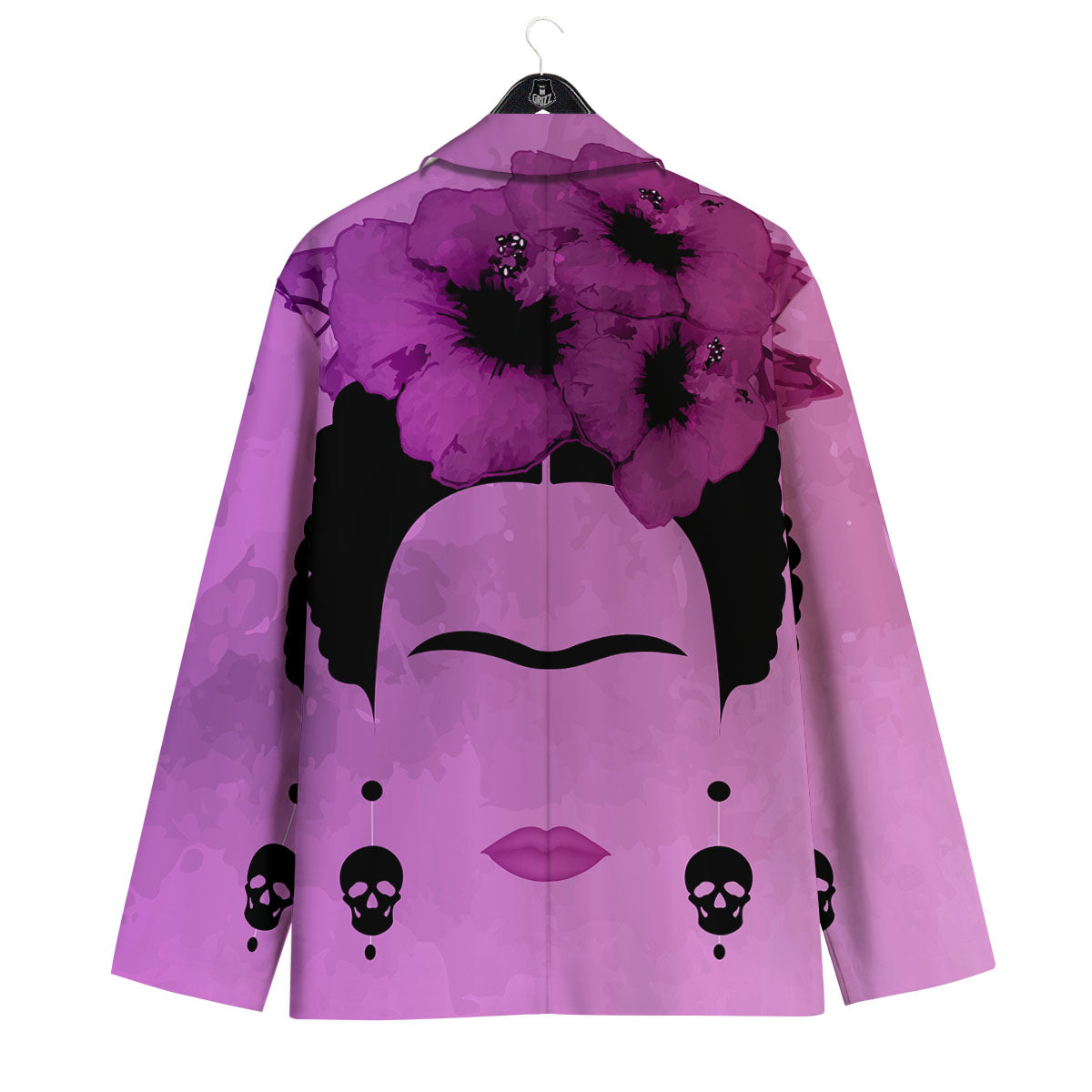 Pink Floral And Frida Kahlo Print Men's Sport Coat-grizzshop