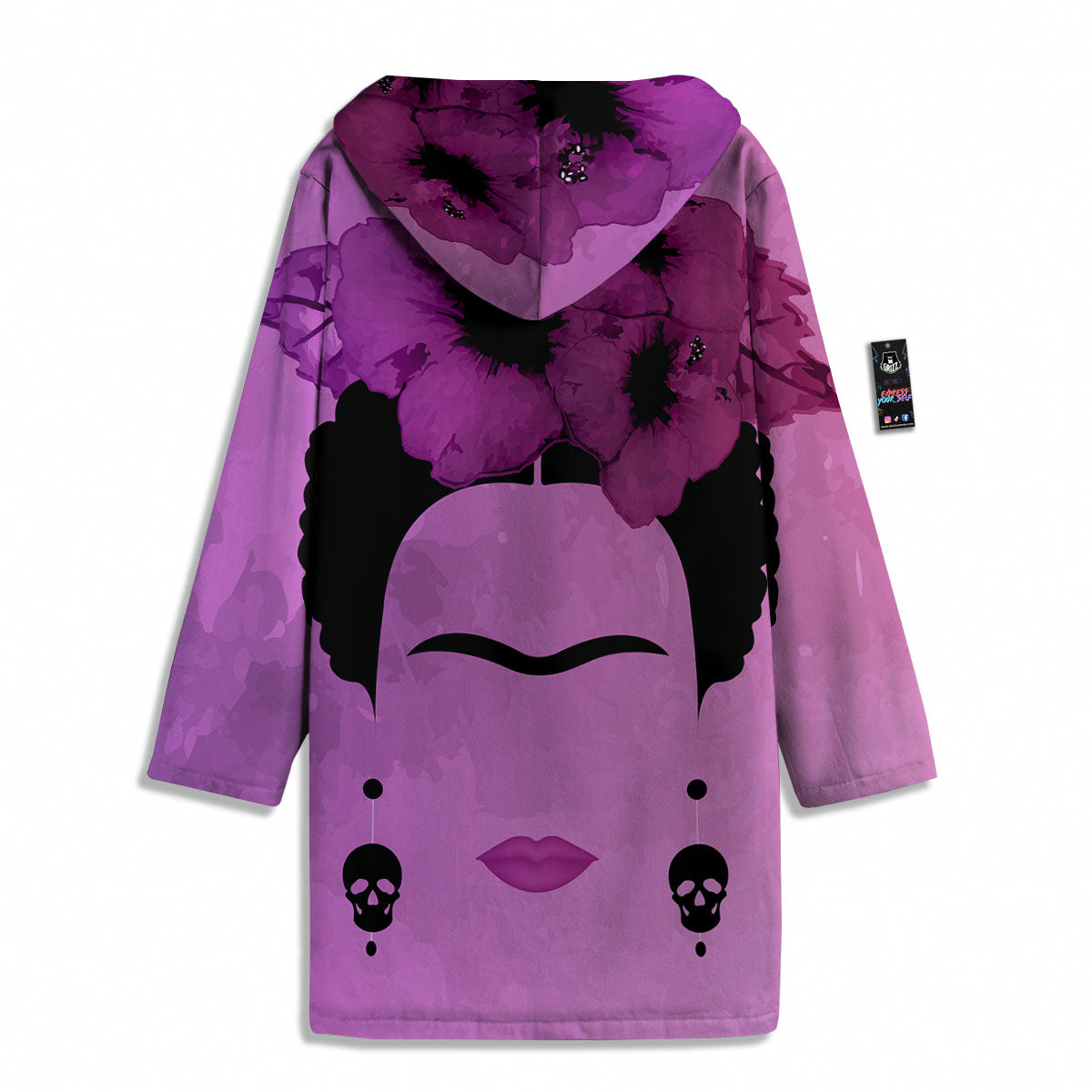 Pink Floral And Frida Kahlo Print Men's Windbreaker Jacket-grizzshop
