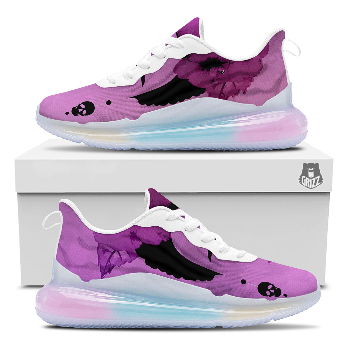 Pink Floral And Frida Kahlo Print Running Sneakers-grizzshop