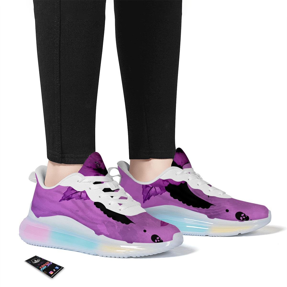 Pink Floral And Frida Kahlo Print Running Sneakers-grizzshop