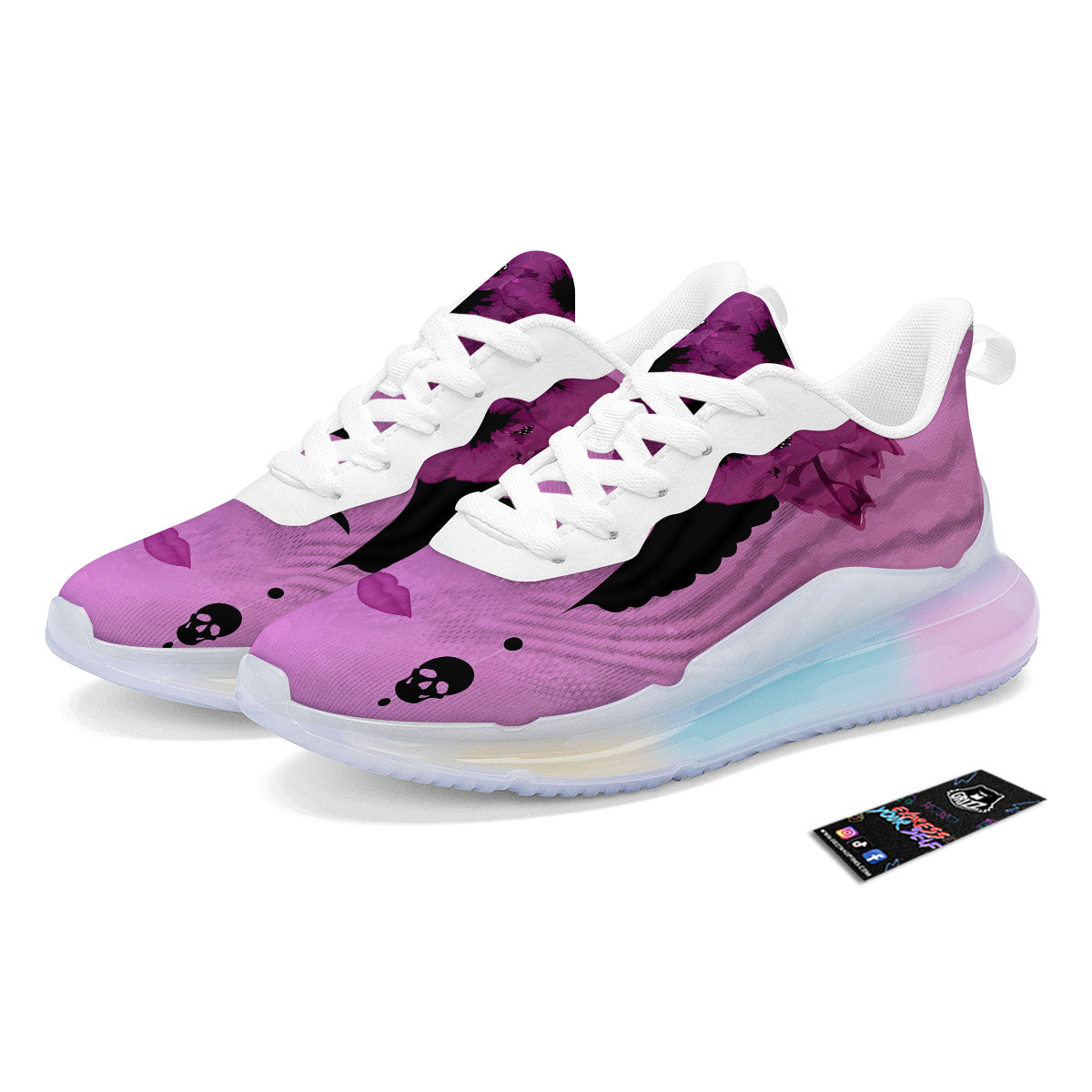 Pink Floral And Frida Kahlo Print Running Sneakers-grizzshop