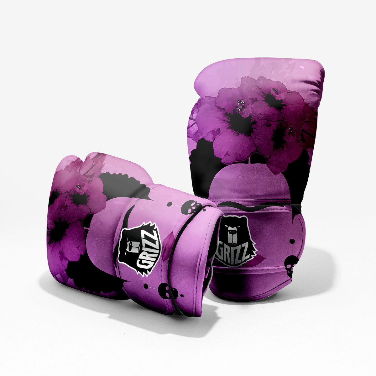 Pink Floral And Frida Kahlo Print Pro Boxing Glove
