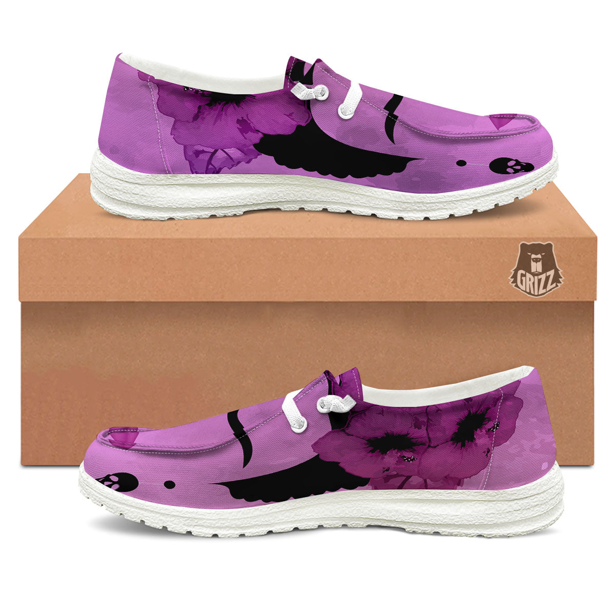 Pink Floral And Frida Kahlo Print White Loafers-grizzshop