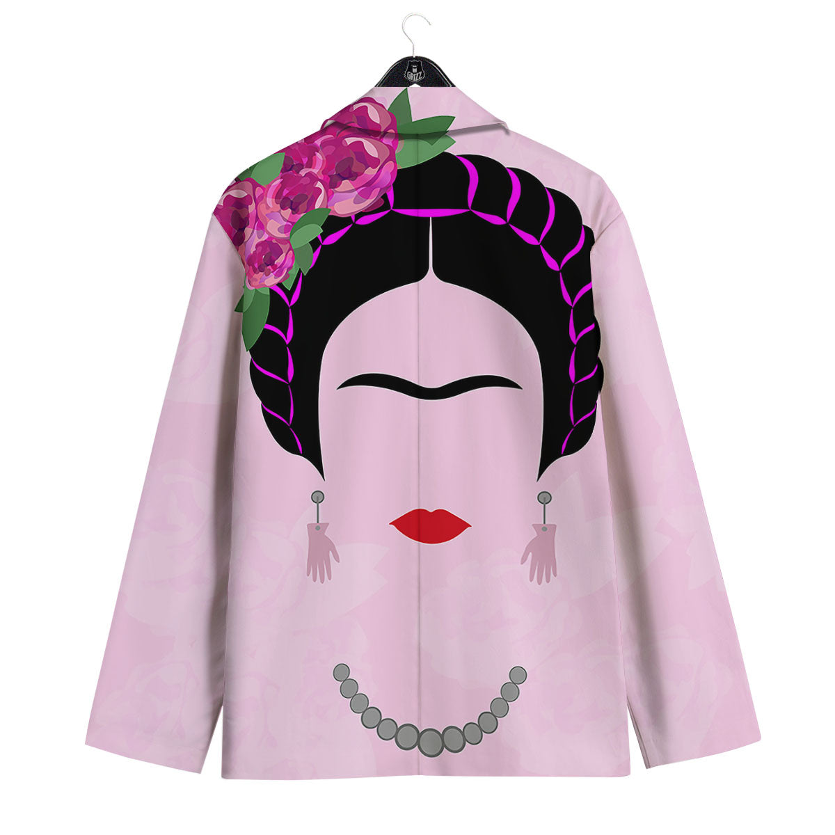 Pink Flower And Frida Kahlo Print Men's Sport Coat-grizzshop