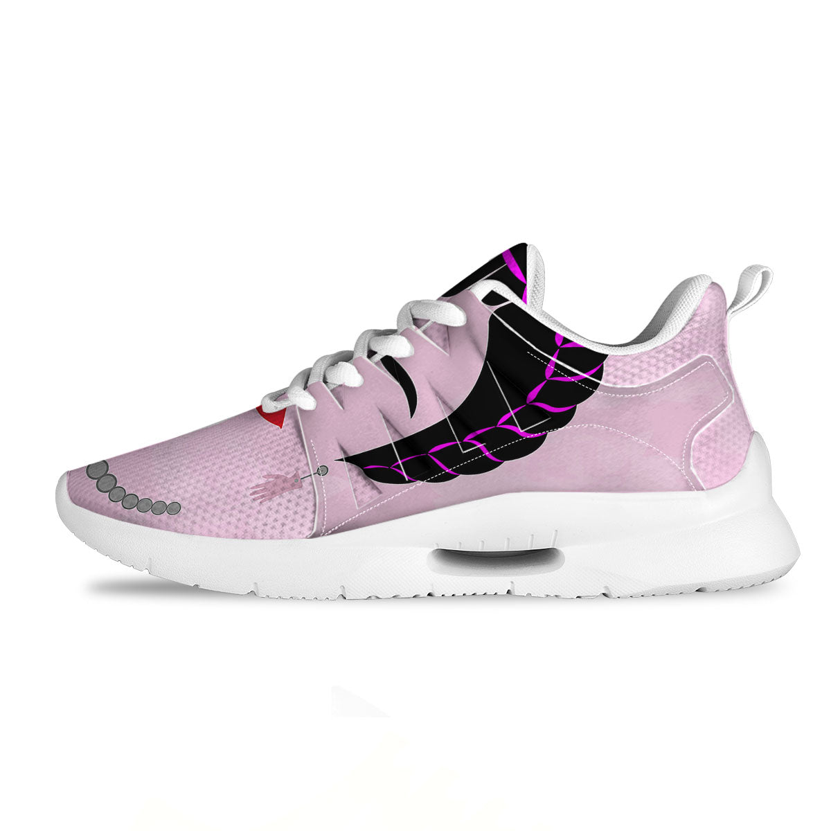 Pink Flower And Frida Kahlo Print Tennis Shoes-grizzshop