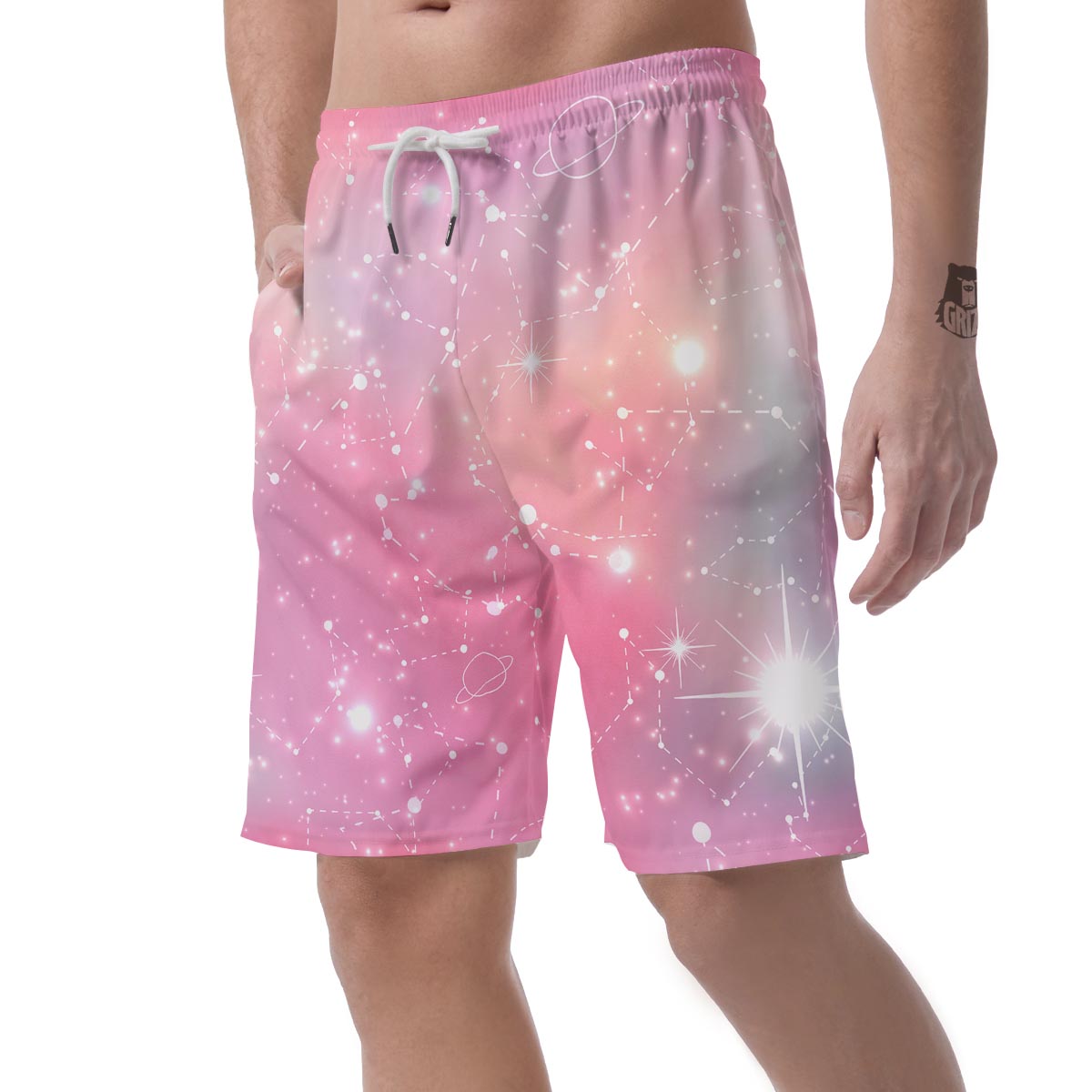 Pink Galaxy Stardust Men's Shorts-grizzshop