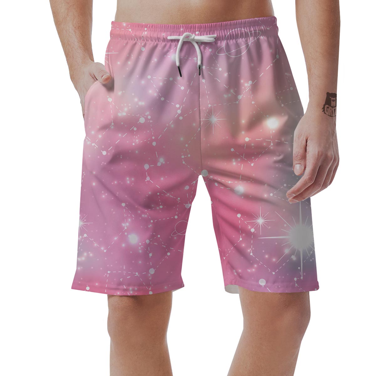 Pink Galaxy Stardust Men's Shorts-grizzshop