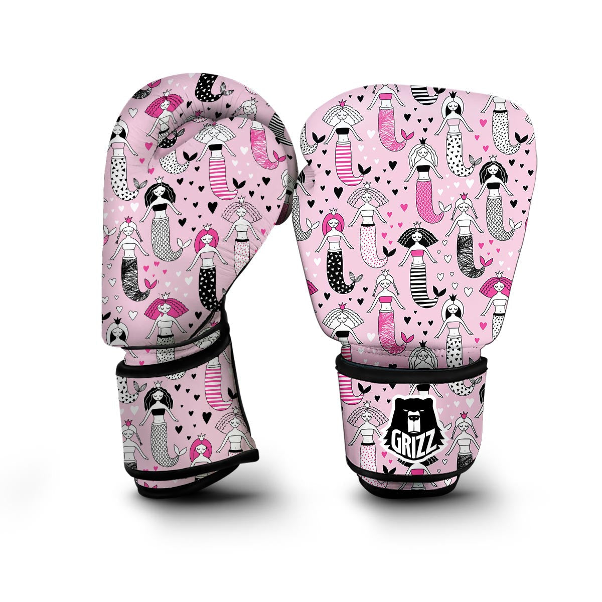 Pink Girly Mermaid Teal Scales Boxing Gloves-grizzshop