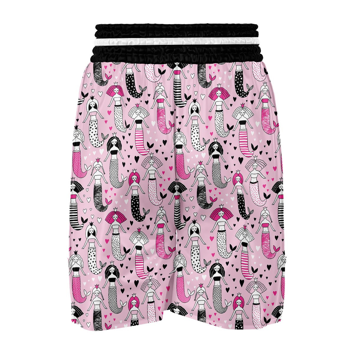 Pink Girly Mermaid Teal Scales Boxing Shorts-grizzshop