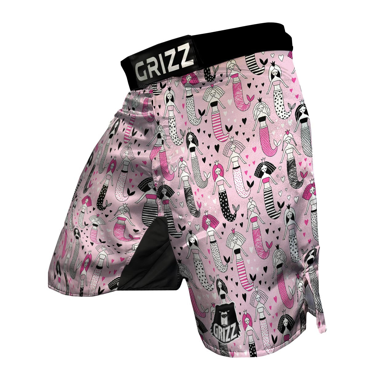 Pink Girly Mermaid Teal Scales MMA Shorts-grizzshop