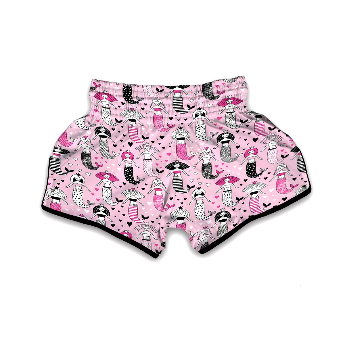 Pink Girly Mermaid Teal Scales Muay Thai Boxing Shorts-grizzshop