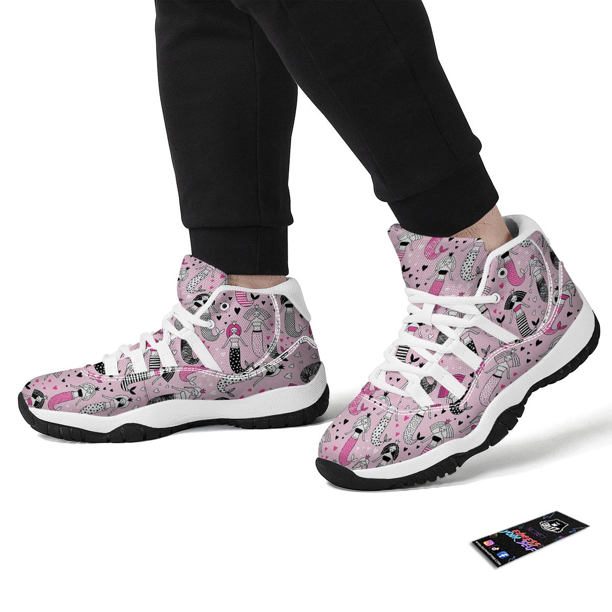Pink Girly Mermaid Teal Scales White Bball Shoes-grizzshop