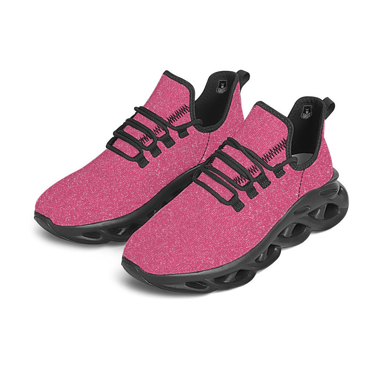 Pink Glitter Artwork Print Black Running Shoes-grizzshop