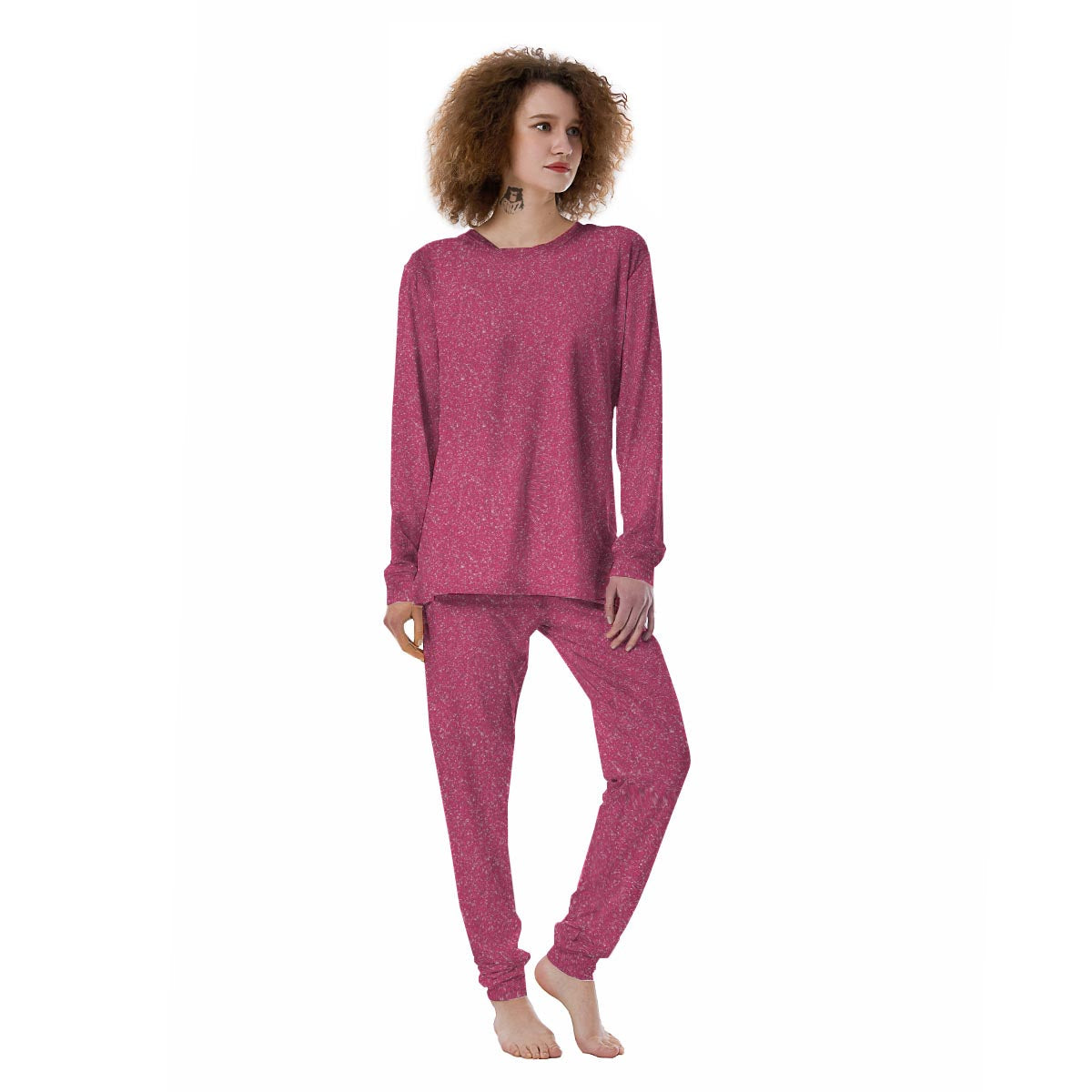 Pink Glitter Artwork Print Women's Pajamas-grizzshop