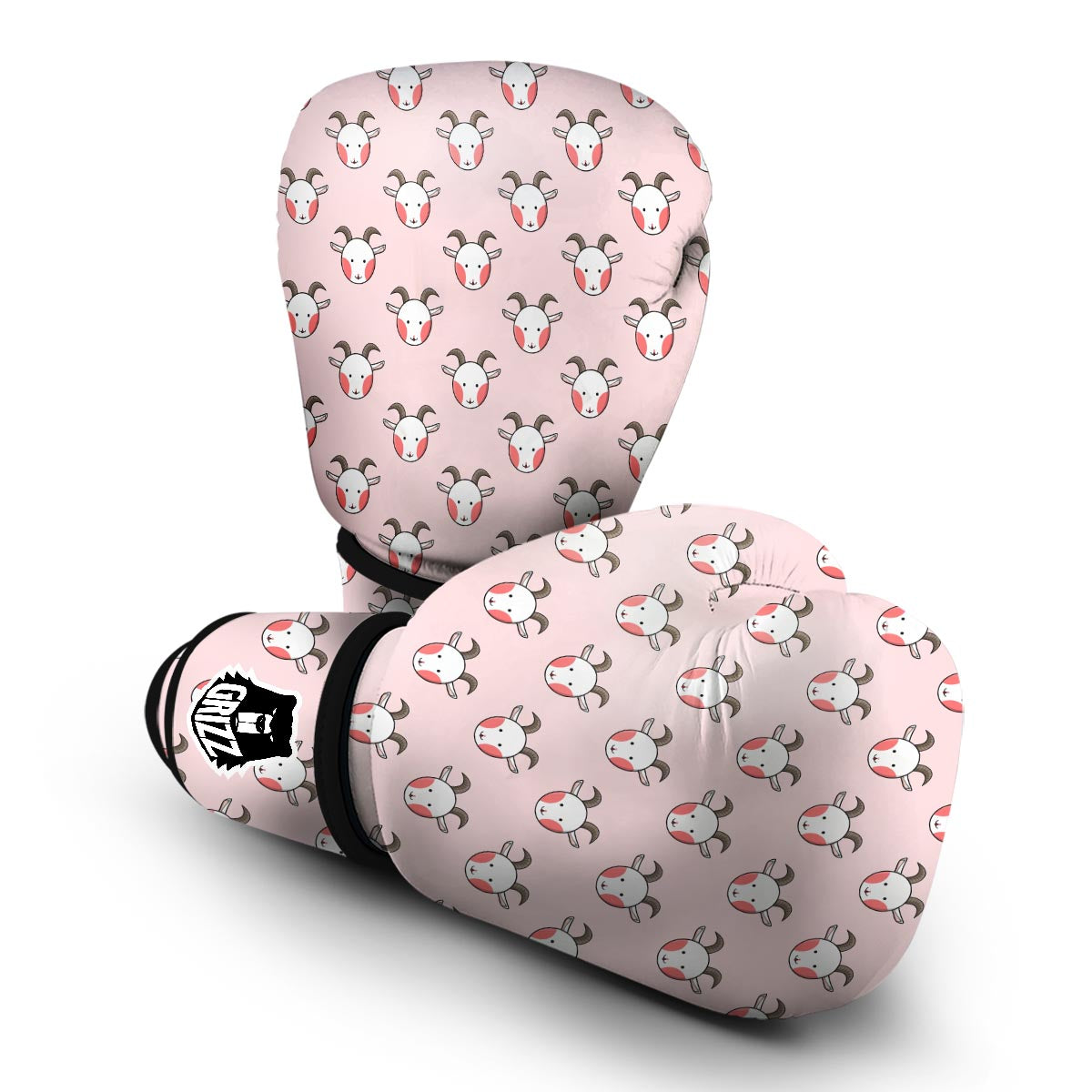 Pink Goat Sheep Pattern Print Boxing Gloves-grizzshop