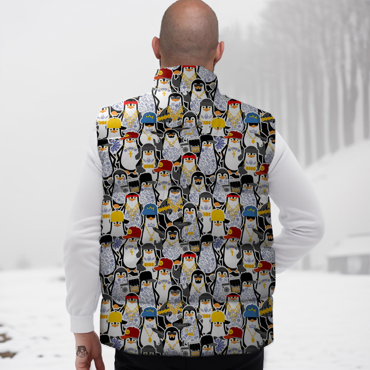 Pink Goat Sheep Pattern Print Down Vest