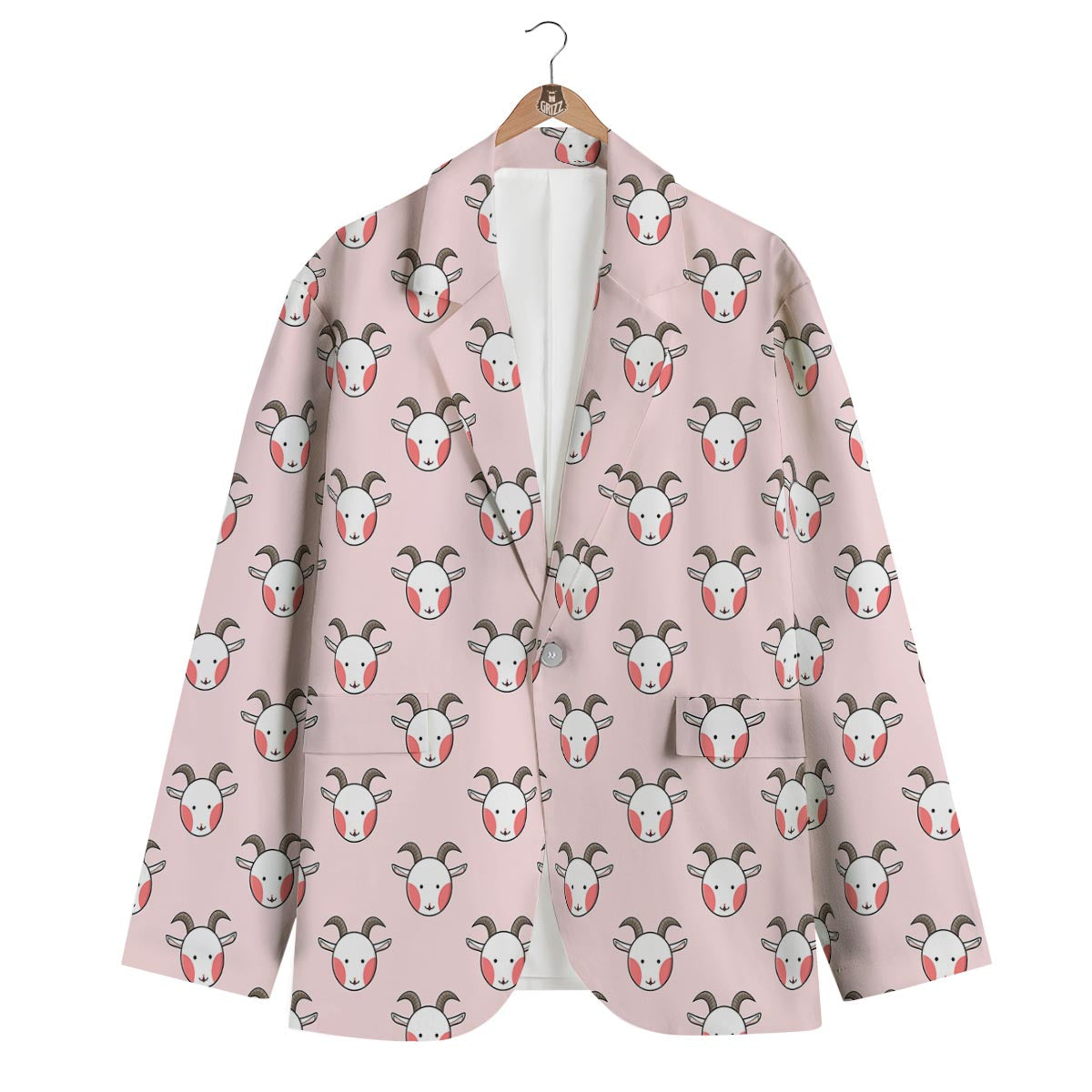 Pink Goat Sheep Pattern Print Men's Blazer-grizzshop