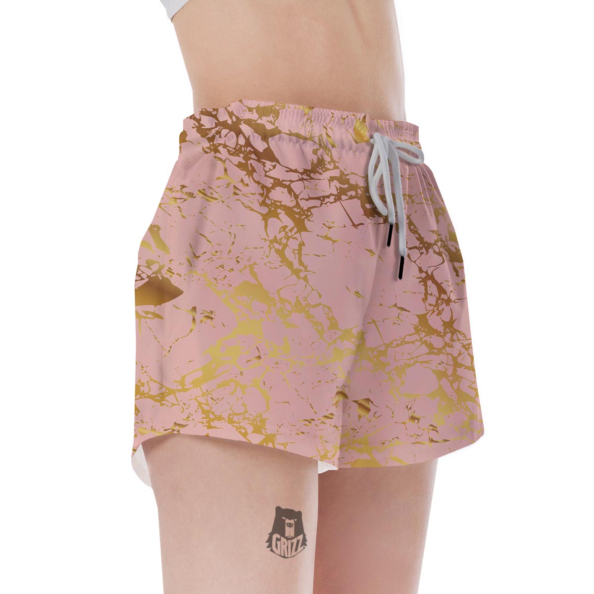 Pink Gold Marble Women's Shorts-grizzshop