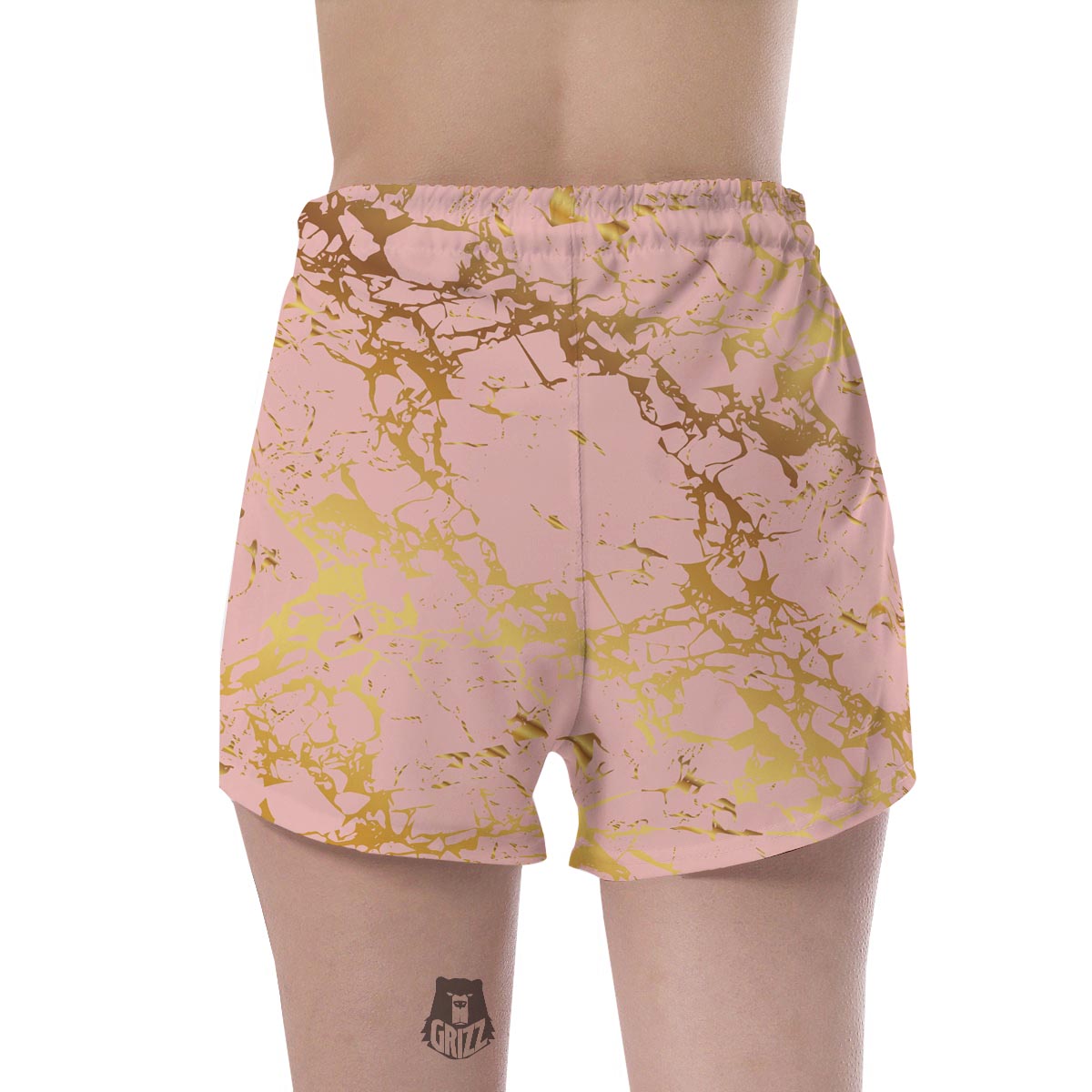 Pink Gold Marble Women's Shorts-grizzshop