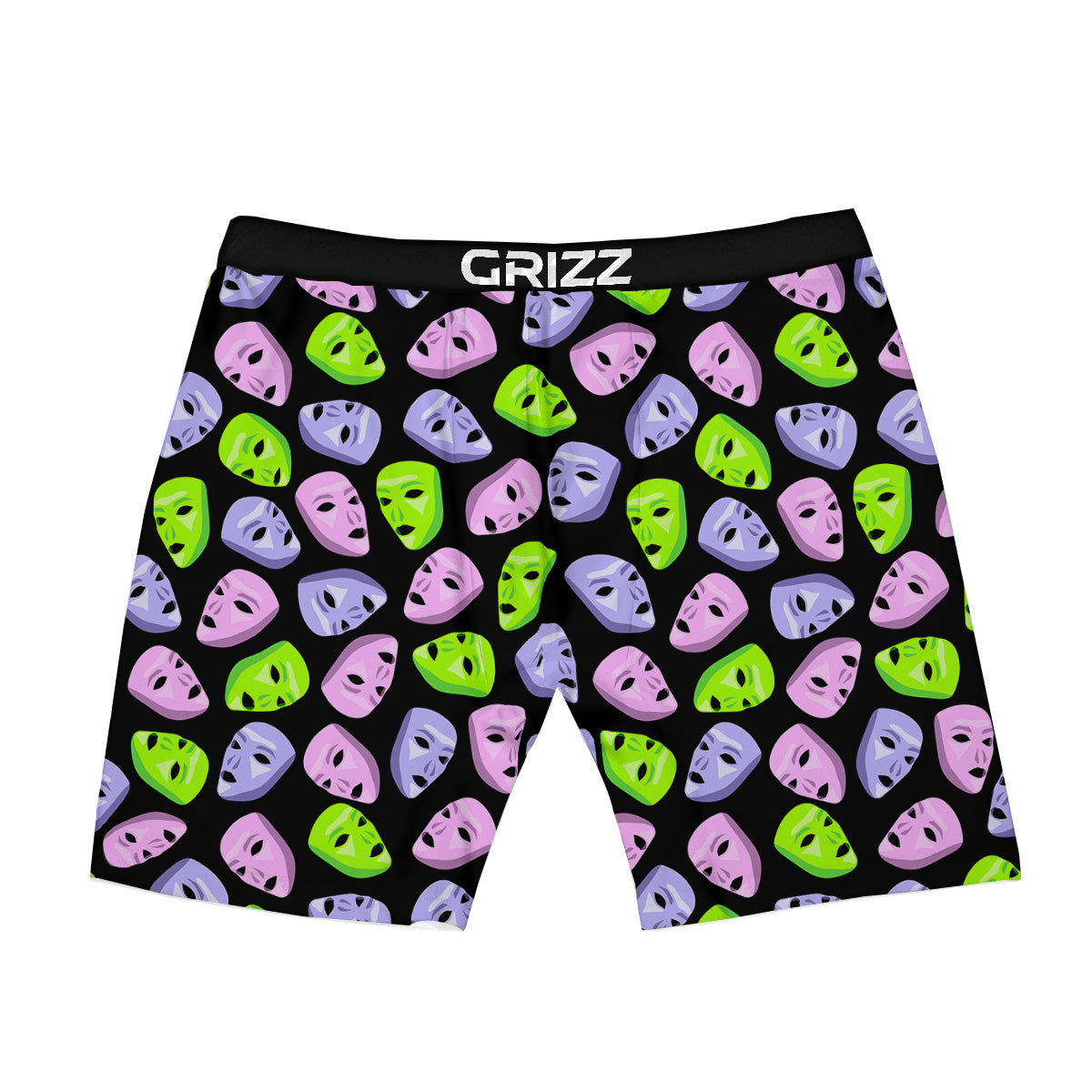 Pink Green And Purple Theater Masks Print Pattern Boxer Briefs-grizzshop