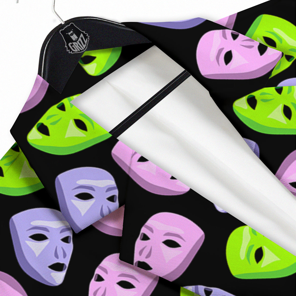 Pink Green And Purple Theater Masks Print Pattern Men's Sport Coat-grizzshop