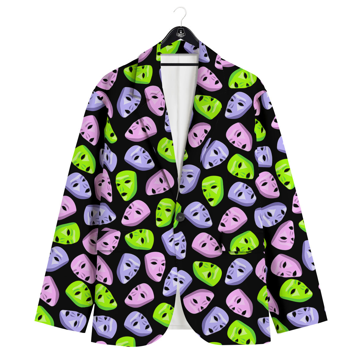 Pink Green And Purple Theater Masks Print Pattern Men's Sport Coat-grizzshop