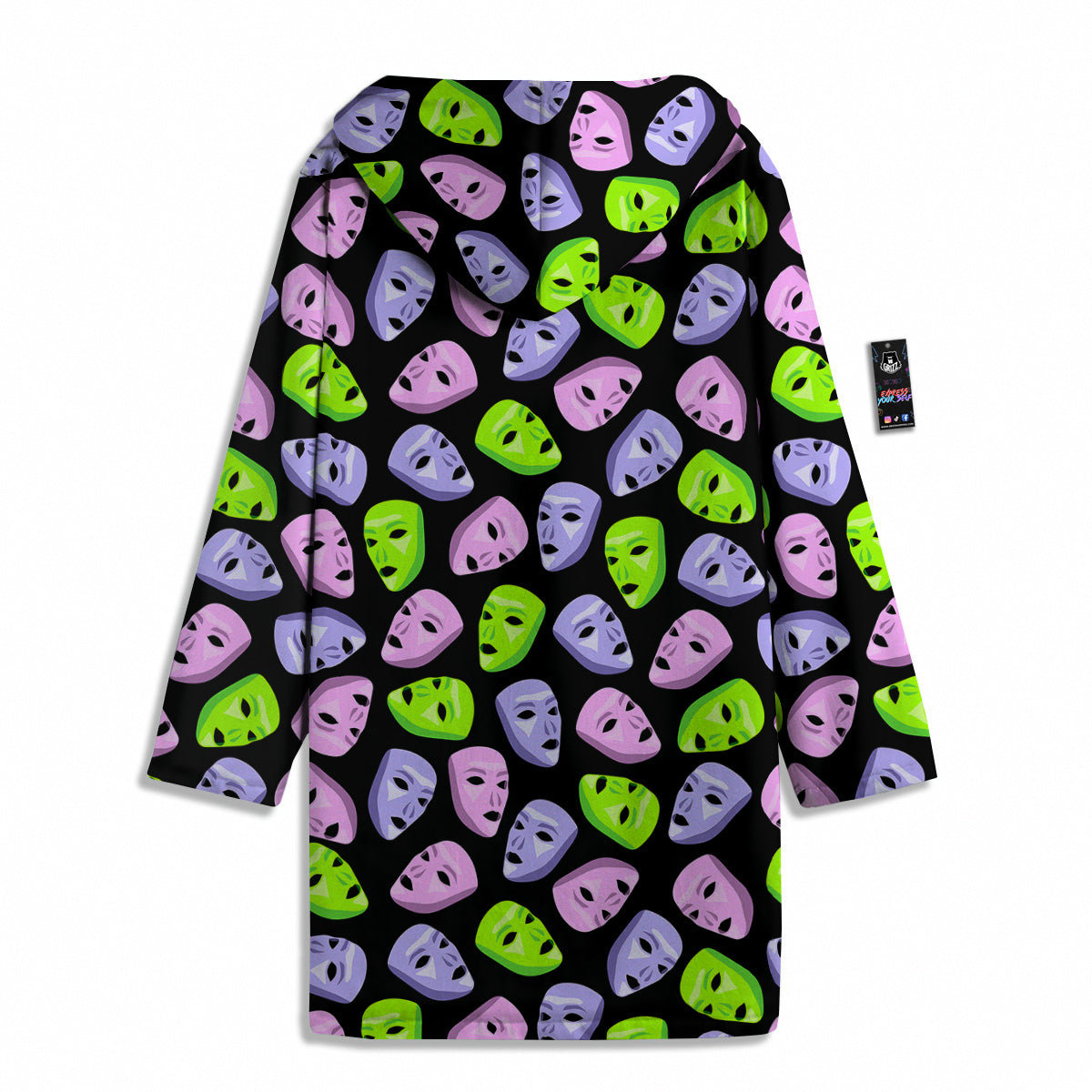 Pink Green And Purple Theater Masks Print Pattern Men's Windbreaker Jacket-grizzshop