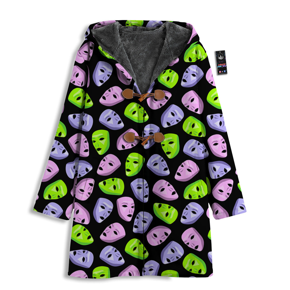 Pink Green And Purple Theater Masks Print Pattern Men's Windbreaker Jacket-grizzshop