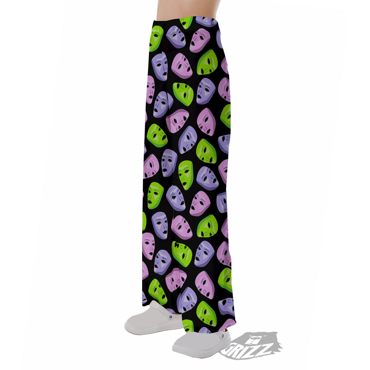 Pink Green And Purple Theater Masks Print Pattern Pajama Pants-grizzshop