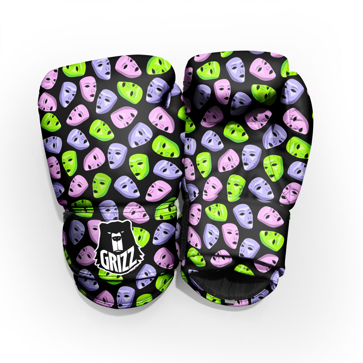 Pink Green And Purple Theater Masks Print Pattern Pro Boxing Glove