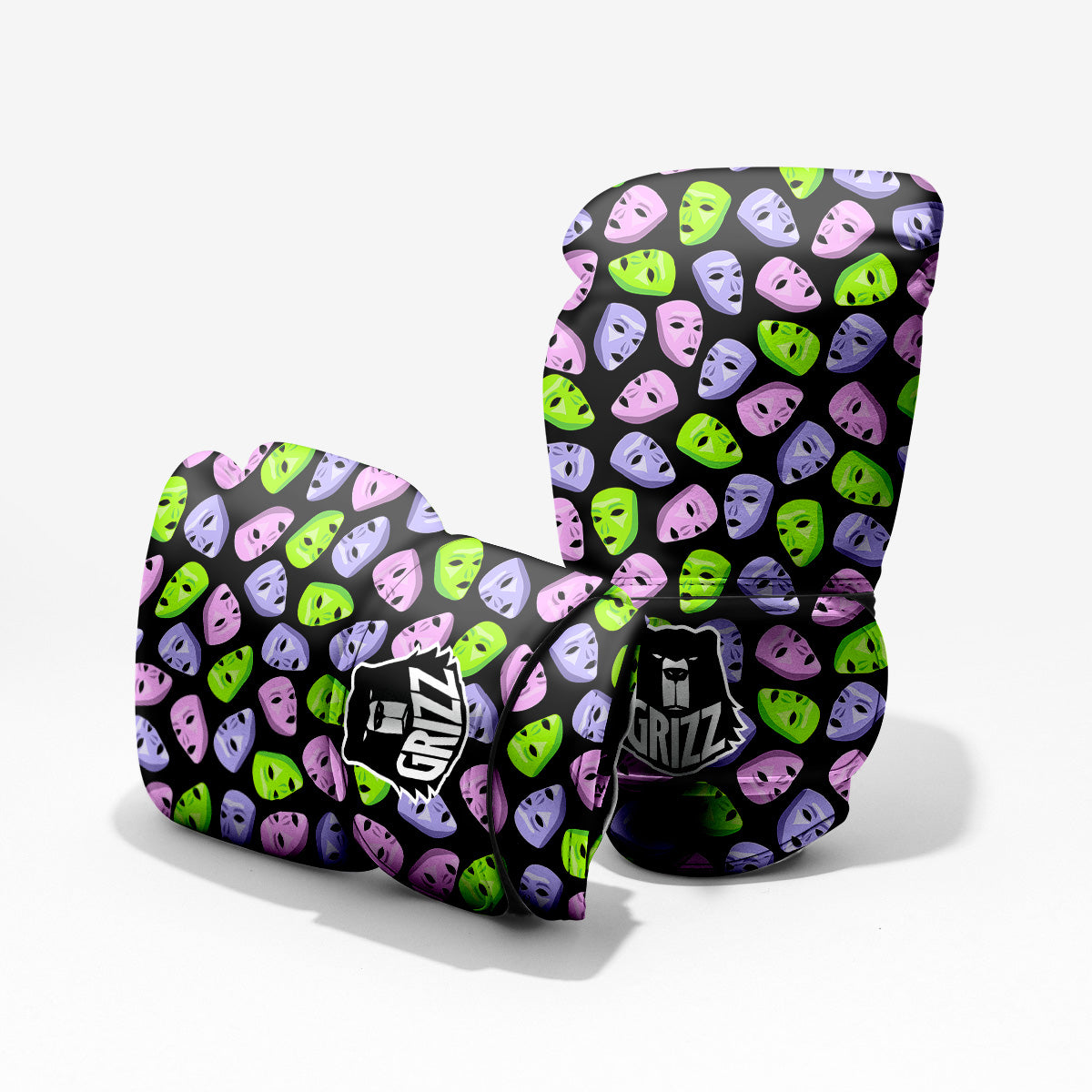 Pink Green And Purple Theater Masks Print Pattern Pro Boxing Glove