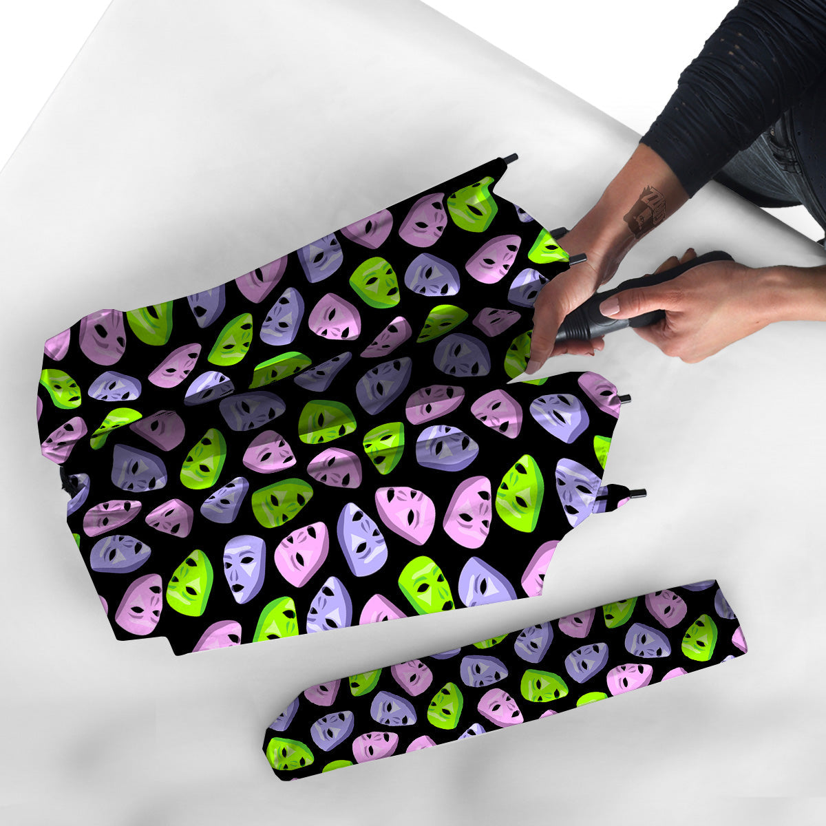 Pink Green And Purple Theater Masks Print Pattern Umbrella-grizzshop