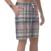 Pink Grey Plaid Tartan Men's Shorts-grizzshop