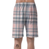 Pink Grey Plaid Tartan Men's Shorts-grizzshop