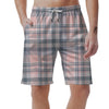 Pink Grey Plaid Tartan Men's Shorts-grizzshop