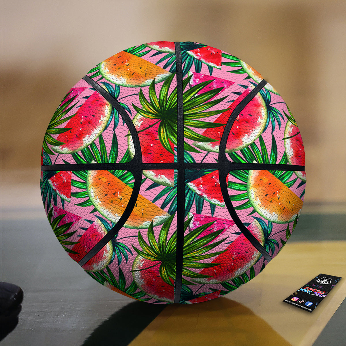 Pink Hawaiian Watermelon Print Pattern Basketball