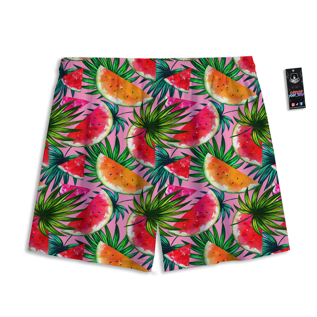 Pink Hawaiian Watermelon Print Pattern Mesh Shorts