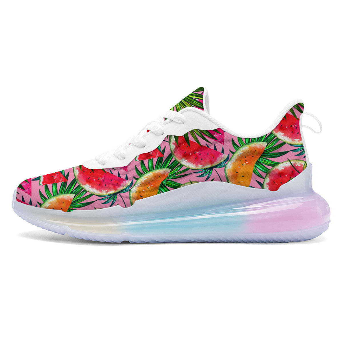 Pink Hawaiian Watermelon Print Pattern Running Sneakers-grizzshop