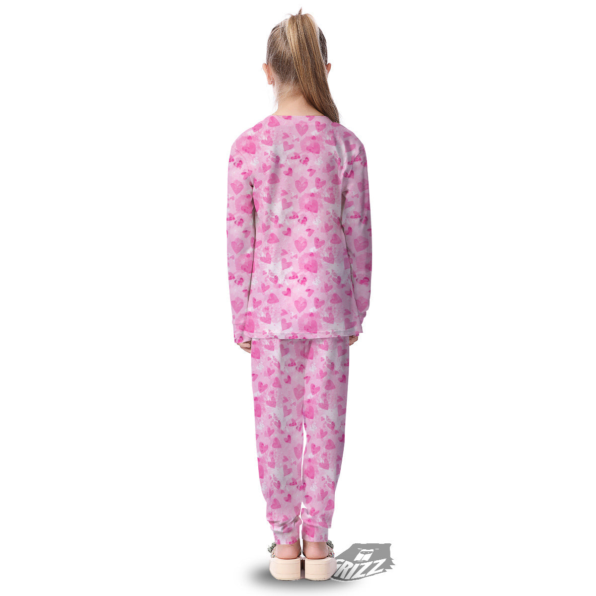 Pink Heart Cute Print Pattern Kid's Pajamas-grizzshop