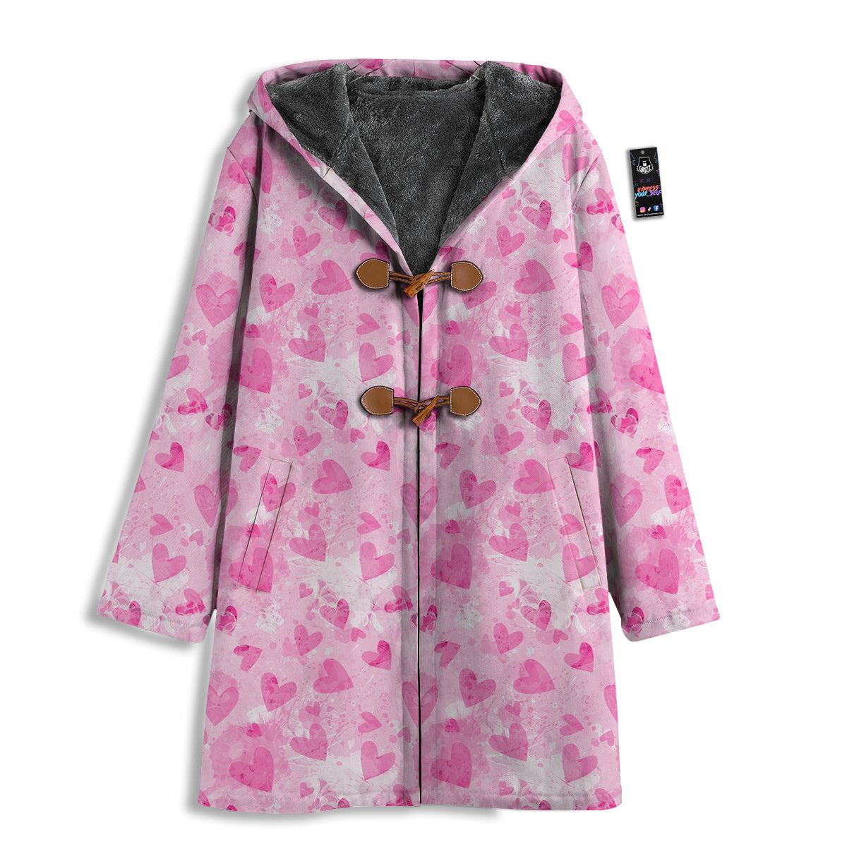 Pink Heart Cute Print Pattern Men's Windbreaker Jacket-grizzshop